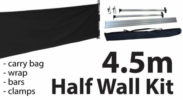 Marquee Accessories Half Wall Kit 4.5m - Full Kit with Frame and Fabric HW45M-BLACK-KIT-0