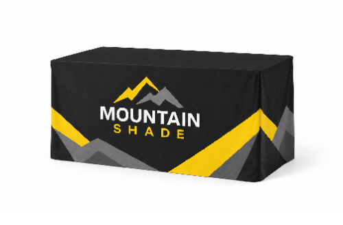 Black rectangular product cover featuring the Mountain Shade logo with yellow and gray mountain graphics on a white background.